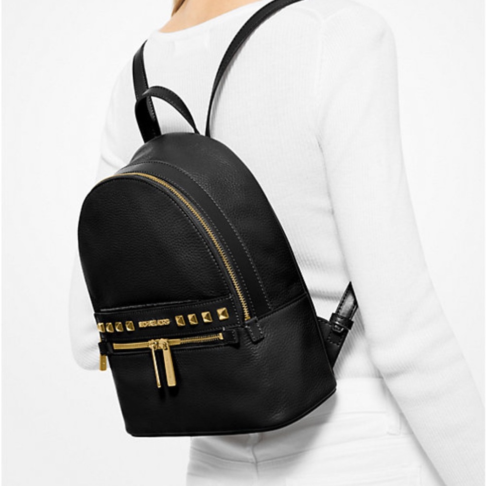 Michael Kors Black and Gold Studded Backpack - Picture 4 of 11
